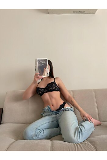 İNKO İÇ GİYİM Set de tanga sutien fără cupă din dantelă