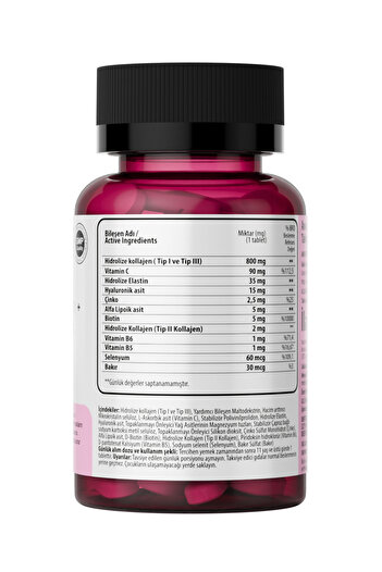 anocin BEAUTY MİX COLLAGEN TİP I,II,III +ELASTİN,BİOTİN,ZİNC, VİTAMİN C, SELENYUM, HYALURONİC ACİD, KOLAJEN