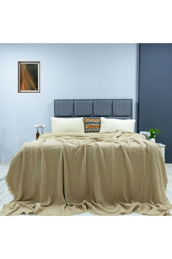 OTEXSA Stone Color Muslin Bedspread - 4 Layers, (200X220)