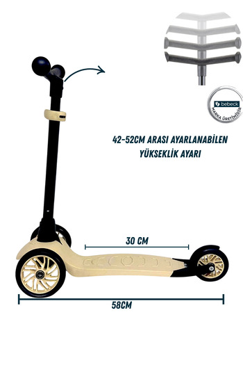 Bebeck Ranger 3 Tekerlekli Direksiyonu Ayarlanabilir Çocuk Scooter