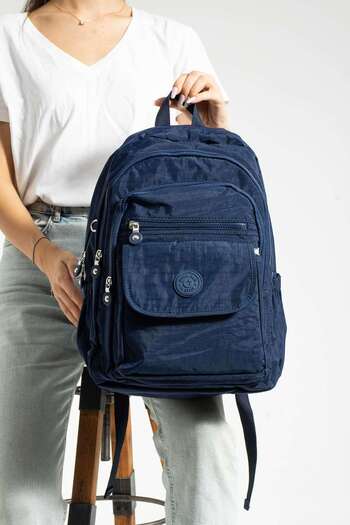 Getcho Bekka Women's Navy Blue Daily Lightweight Multi-Eye Zippered Comfortable Waterproof Backpack