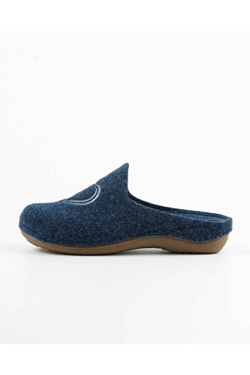 Tigerline Women's Sabo Slippers Ms013 Dark Blue Felt Winter Closed Front House Slippers