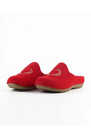 Tigerline Women's Sabo Slippers Ms013 Red Felt Winter Closed Front House Slippers