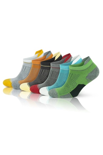 eleganzo 6 Pack Bamboo Colored Reinforced Washable Seamless Walking Running Sports Booties Men's Socks