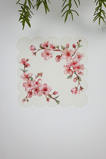 DECO Digital Printed Laser Cut Decorative Cocktail Napkins with Cherry Blossom Pattern