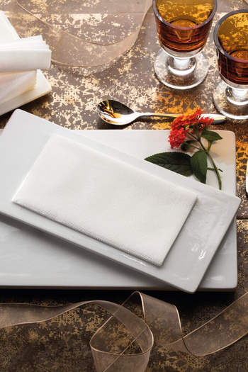 NapkinStore 50 Pieces Airlaid (White) Fabric Textured Napkin 40*40 1/4 Fold
