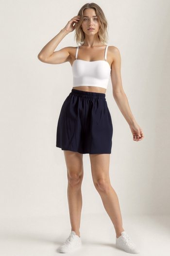 Vitrin Elastic Waist Crinkle Fabric Pocket Shorts