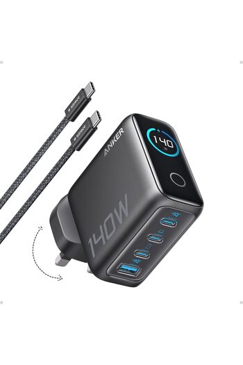 Anker شاحن USB C بقوة 140 واط، شاحن كمبيوتر محمول، شحن سريع متعدد المنافذ بأربعة منافذ، محول طاقة GaN متقدم