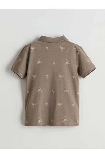 LC Waikiki Lcw Kids Brown Judge Collar 100% βαμβακερό μπλουζάκι για αγόρι