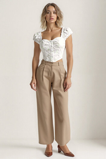 Vitrin Palazzo Trousers with Collet Detail