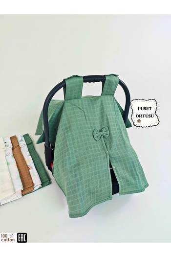 Tomuycuk 100% Cotton Muslin Stroller Cover / Baby Stroller Cover with Snap Fasteners and Bow