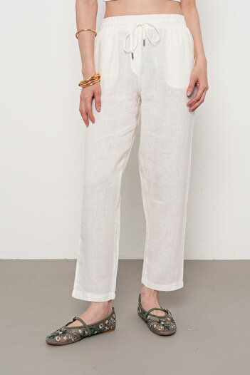 Orfeo Negro Women's 100% Fine Linen Regular Fit Pants
