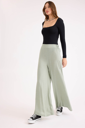 Vitrin Viscose Linen Casual Trousers with Elastic Back