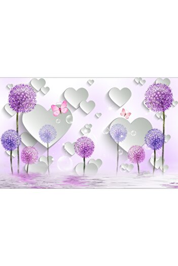media Self-adhesive and washable wall mural Hearts, butterflies, dandelions, 270 x 200 cm