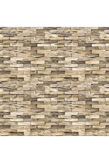 media Self-adhesive and washable wall mural Thin stone wall cream and gray, 135 x 225 cm