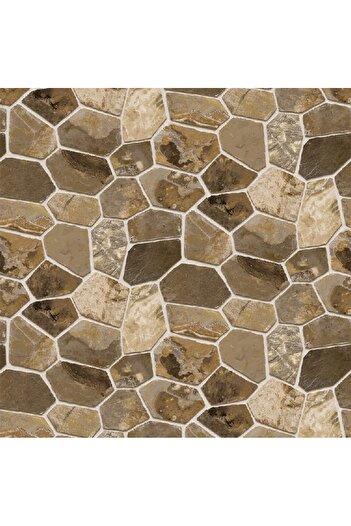 media Photo wallpaper Stone wall, brown and gray rhombus, 300 x 250 cm