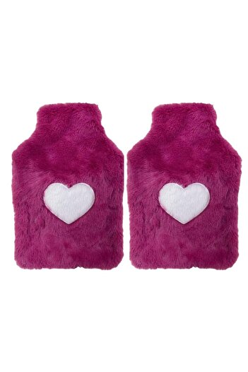 Sia Hot Water Bag 2 Pieces, Plush Heart, Pink Thermofor 29X17Cm 750ml