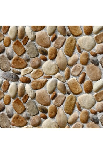 media Photo wallpaper Brown and gray river stone wall, 400 x 250 cm