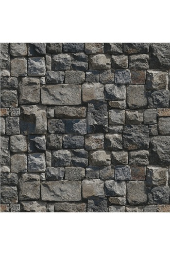 media Self-adhesive and washable wall mural Square stone wall grey, 135 x 225 cm