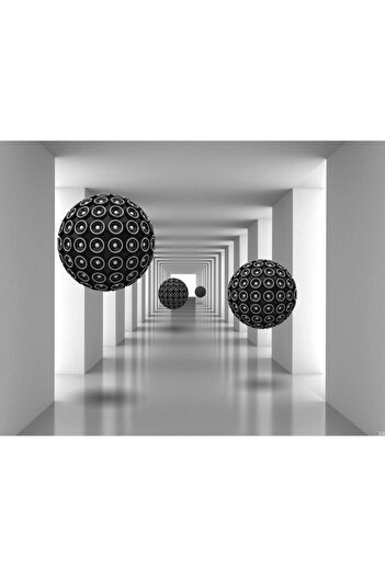 media Self-adhesive and washable wall mural Tunnel with black balls2, 220 x 135 cm