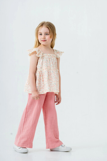 My Hanne Flower Embroidered Girl's Muslin Set 3815