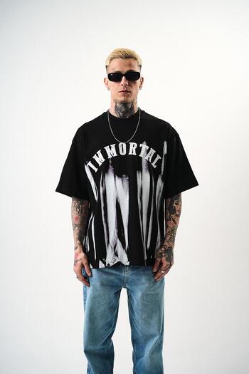 Respire Ανδρικό μπλουζάκι Immortal με στάμπα Oversize μαύρο