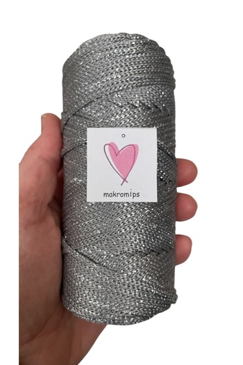 Makromİps Polyester Silvery Macrome String 100 Gr Shiny Premium 1St Quality Suppla Bag Hobby Hand Knitting Yarn Yarn
