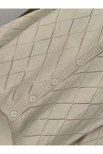 MİHRA STORE Dila Baklava Pattern Perforated Cardigan-Zi̇6150 Stone