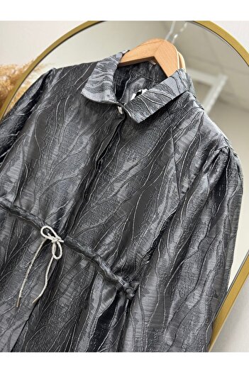 MİHRA STORE Mine Sleeve Drawstring Neuruly Tunik-Le2423 Gray