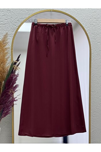 MİHRA STORE Sprinkled Eyelet Tied Skirt-Bn4357 Burgundy