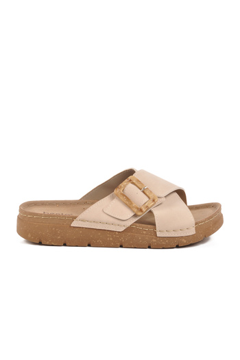 Aspor Beige Anatomical Women's Flat Slippers