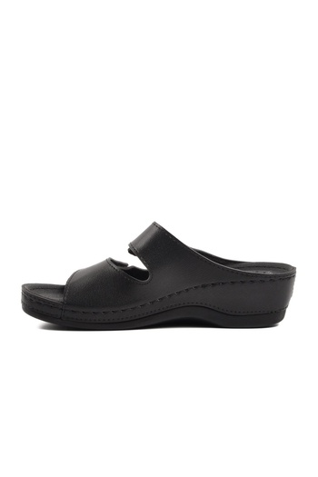 Aspor Black Anatomical Women's Wedge Heel Slippers