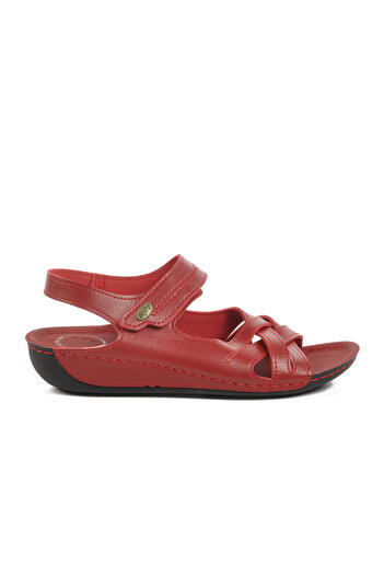 Aspor Red Anatomical Velcro Women's Flat Sandals