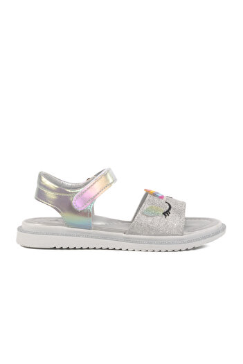 Aspor Silver Glitter Velcro Orthopedic Girls Flat Sandals