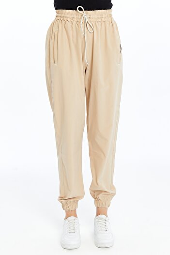 OXVİN Women's Baggy Parachute Fabric 3-Pocket Sweatpants with Hidden Zipper and Elastic Legs