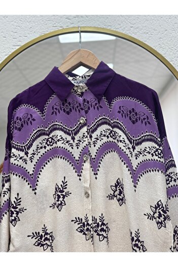 MİHRA STORE Palermo Half Century Viscose Shirt-Pe204 Purple
