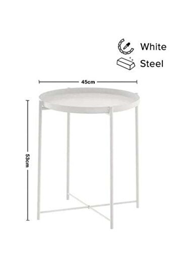 HALAMODO Round Steel Table White 45x53x45cm