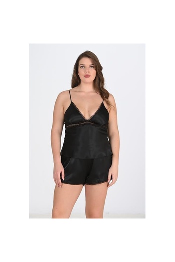 Narnuga Plus Size Black Shorts Set