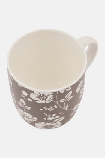 Kitchen Craft Floral Barrel Shape Mug 425ml, Grey