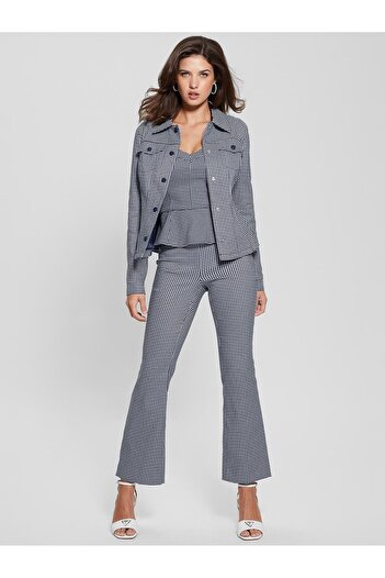 Guess Normal Waist Slim Fit Blue - White Women's Trousers W4Gb18Wg492-L71U