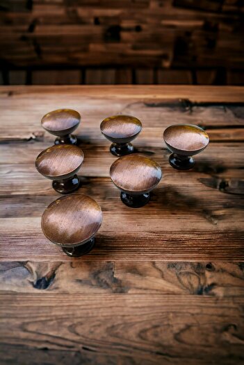 Dizaynhouse Goblet Design Copper Color 25 mm Diameter Copper Antique Button Drawer and Cabinet Handle