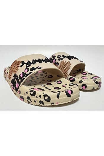 GEZER Summer Detail Leopard Patterned Anti-Slip Eva Anatomic Sole Women's Wet Floor, Home and Street Slippers