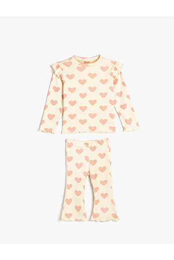 Koton Printed sweatshirt and sweatpants, cotton jogging set.