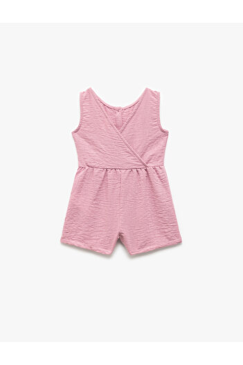 Koton Crew Neck Sleeveless Double Breasted Collar Short Jumpsuit