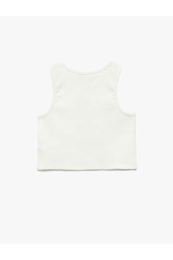 Koton Cotton Crew Neck Slim Fit Cat Printed Sleeveless Crop Undershirt