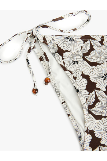 Koton Drawstring Floral Bikini Bottom with Bead Detail