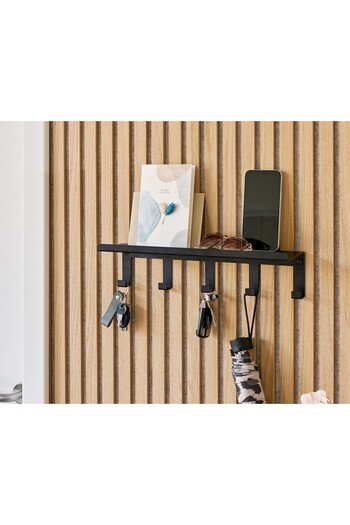 zeller Saar coat rack, metal, black, 5 hooks, 40 x 11 x 10.4 cm