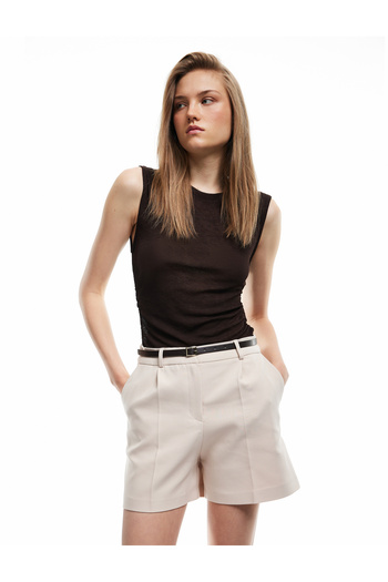 Koton High Waist Mini Shorts with Belt and Pockets
