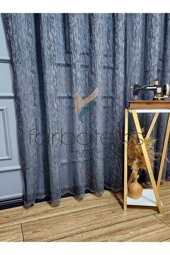 Taç Farbateks Planting Rain Plain Plain Anthracite Gray Colored Ironing Ask 2 Layer Pleated Tulle Curtain