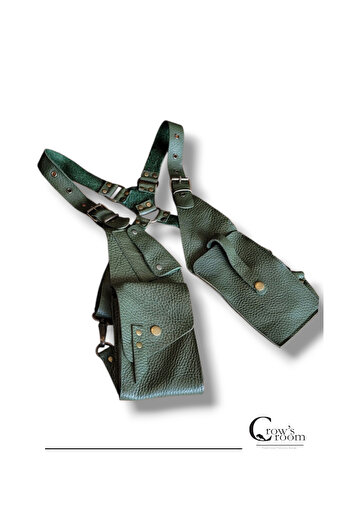Crow'sRoom Handmade Genuine Leather Body Bag Holster (Green)